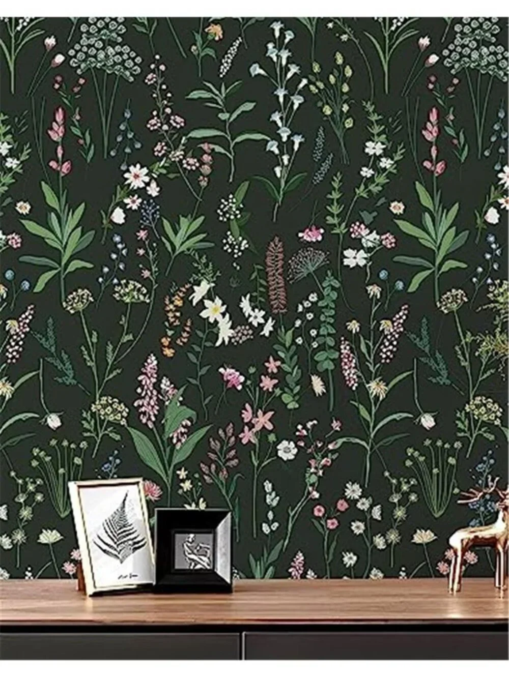 Peel Stick Wallpaper Dark Green Floral Removable Self Adhesive 30 Sq Ft Roll